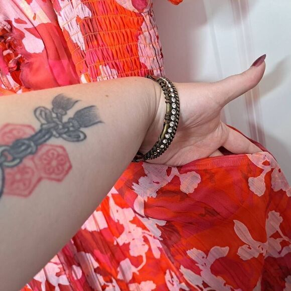 Torrid Women's Plus Size Midi Cotton Clip Dot Lace Up Smocked Dress 1X - Picture 9 of 11